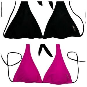 Aeropostale Reversible Pink & Black Triangle Bikini Top Sz S